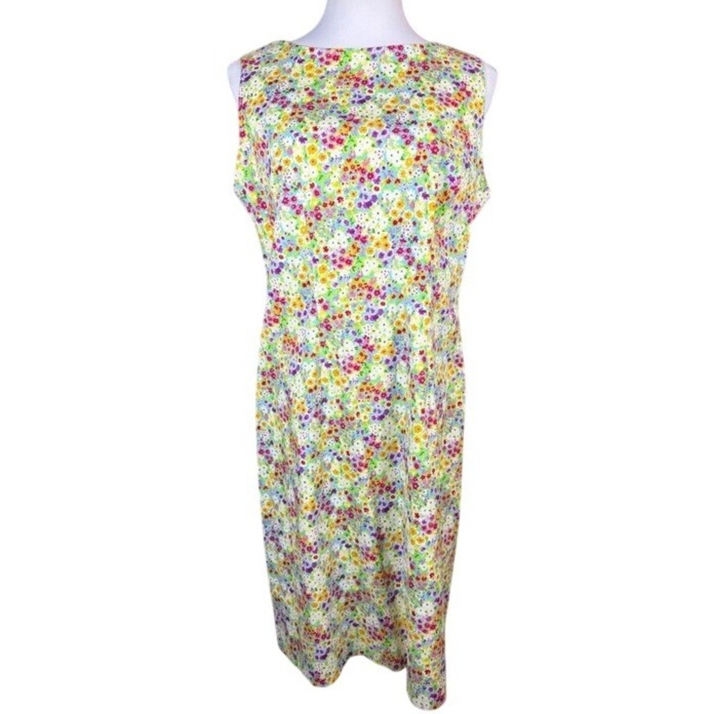 CDC Womens Multi Color Ditsy Floral Cotton Blend Sleeveless Shift Dress Size 14